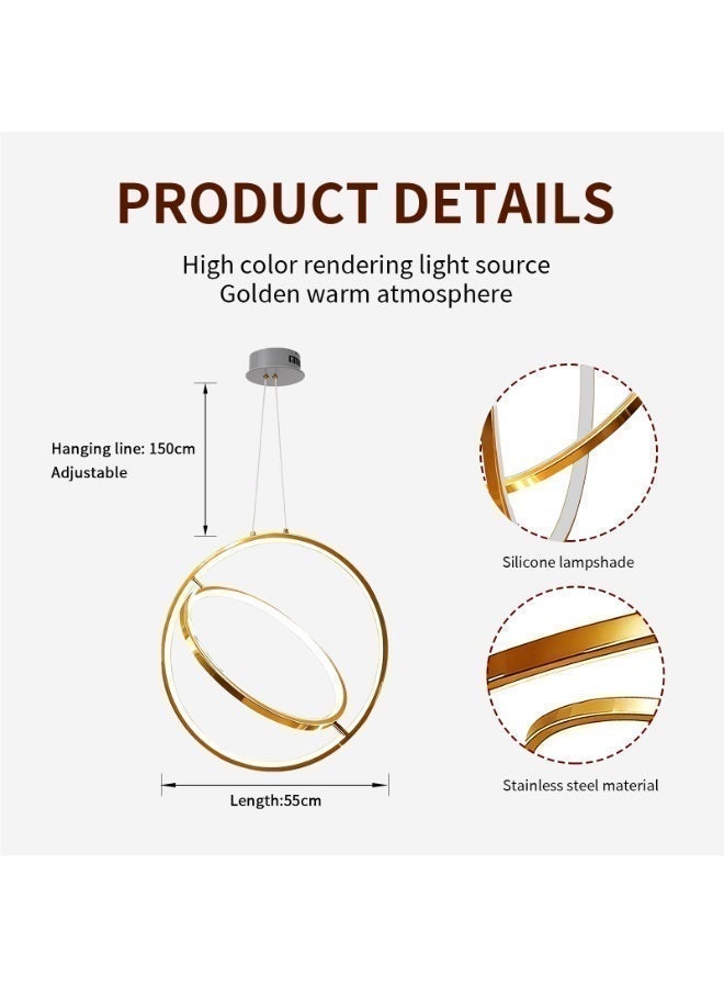 Modern Home Chandelier Light - Creative Geometric Round Living Room Pendant Light - Kitchen Pendant Light, creating a golden lighting atmosphere, adjustable hanging cord, eye-friendly and glare-free, made of high-quality stainless steel. - Image 2