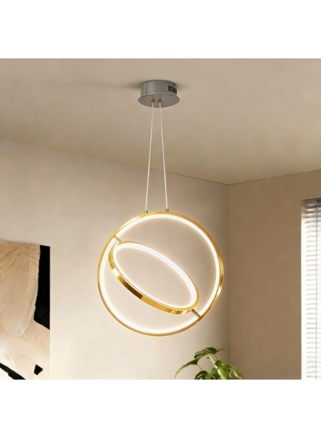 Modern Home Chandelier Light - Creative Geometric Round Living Room Pendant Light - Kitchen Pendant Light, creating a golden lighting atmosphere, adjustable hanging cord, eye-friendly and glare-free, made of high-quality stainless steel. - Image 4