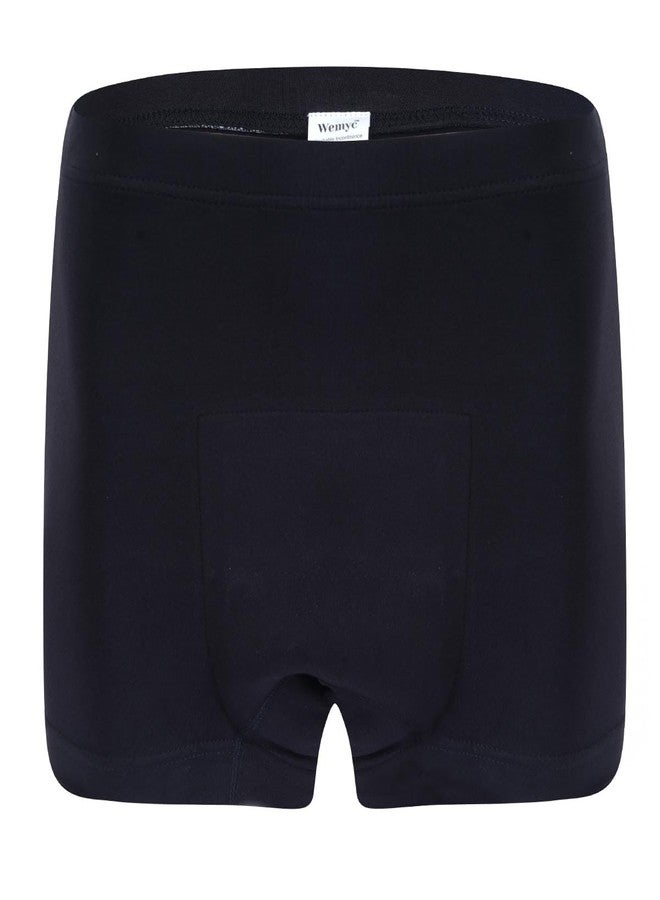 Wemyc Adult Male Incontinence Underwear - Trunk Style - Bladder Control Briefs Washable and Reusable Urinary Brief for Men Cotton with Front Absorption Area - Pack of 2 (XL) Black - Image 4