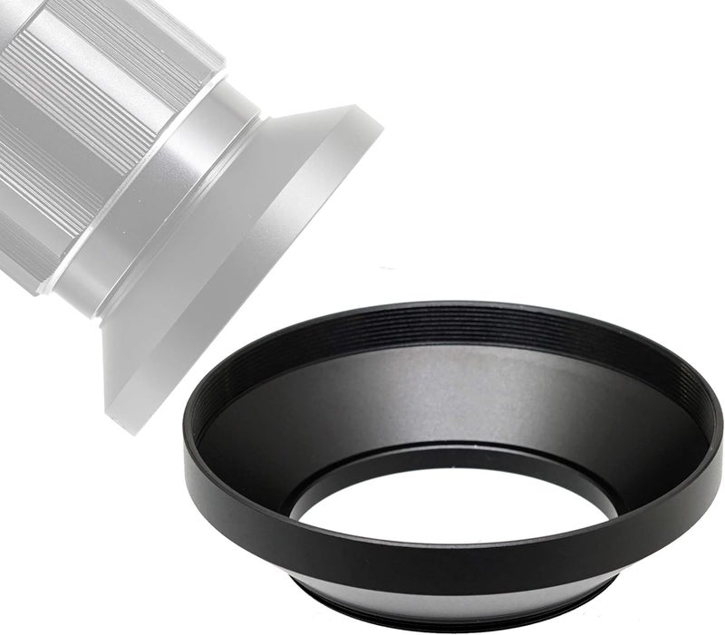 72mm Metal Wide Angle Lens Hood, Wide Lens Hood 72mm for Canon Fuji Leica Leitz Nikon Olympus Panasonic Pentax Sony Lens, 72mm Screw-in Design Wide Hood