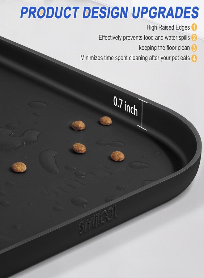 SMILOOL Silicone Pet Feeding Mat with Raised Edge, Dog Cat Bowl Mats for Food and Water, Pet Placemat for Floors Waterproof, 19” x 12” x 0.7” Black - Image 4