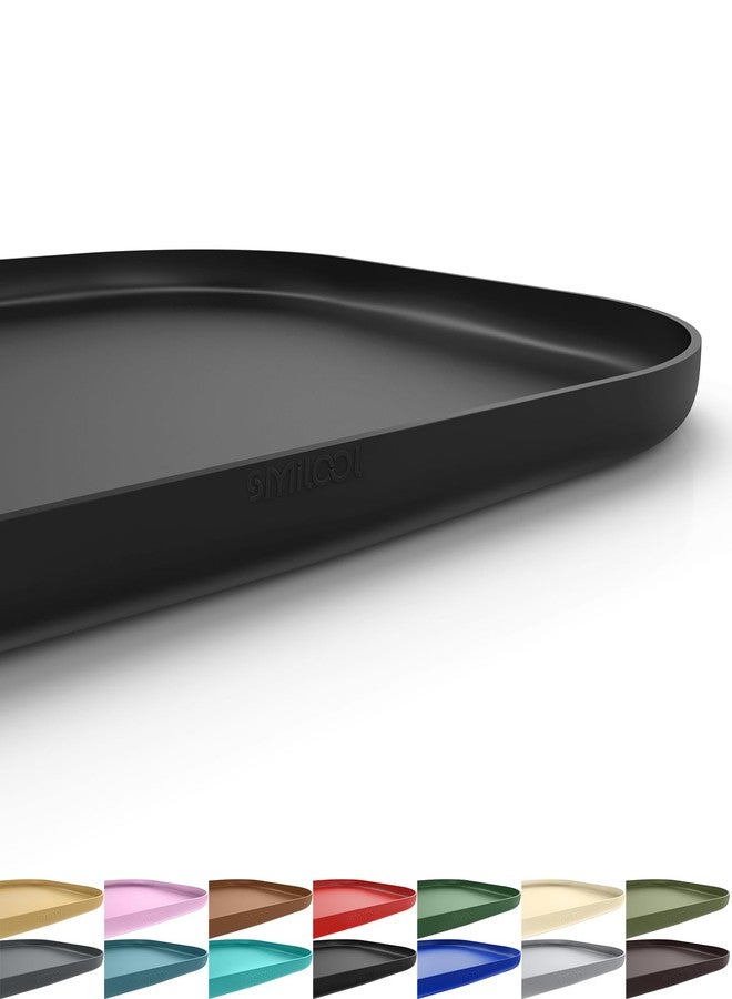 SMILOOL Silicone Pet Feeding Mat with Raised Edge, Dog Cat Bowl Mats for Food and Water, Pet Placemat for Floors Waterproof, 19” x 12” x 0.7” Black - Image 1