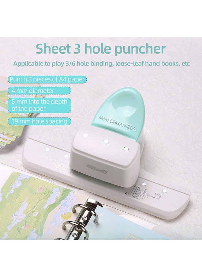Kw-trio 9027 Loose Leaf Hole Punch Daily Planner Adjustable 3 Hole Paper Puncher for A8 Mini / A7 / A7 Pocket / A6 / A6 Personal / A5 Size 8 Sheet Capacity Notebooks Scrapbooking Supplies  - Image 4