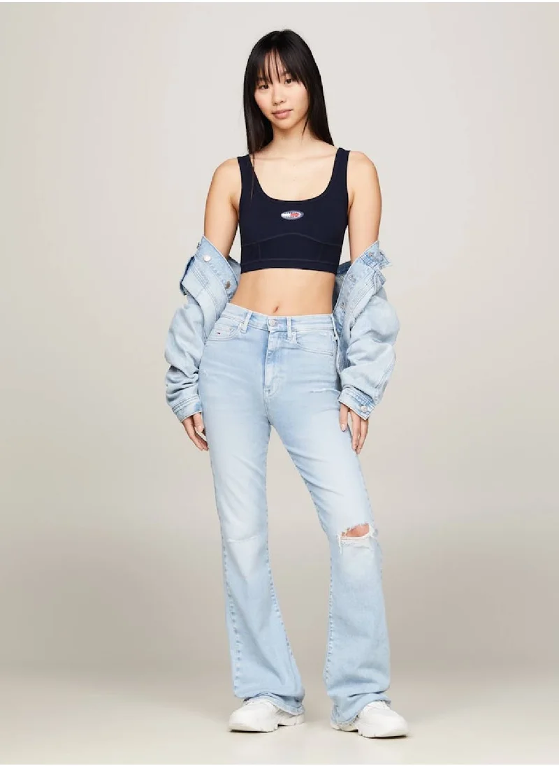 TOMMY JEANS Women's Archive Logo Bralette Crop Top -  Stretch EcoVero™ viscose blend, Navy