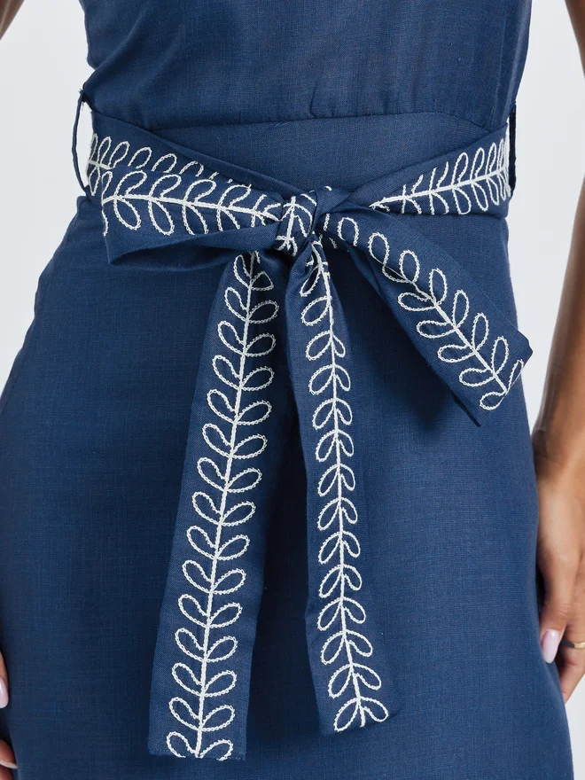 Styli  Styli Blue Embroidered A-Line Maxi Dress for Women | Best Price UAE