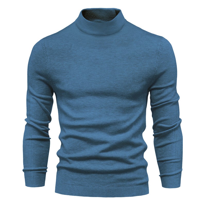 Mens Thick Warm Sweater Slim Fit Knitwear Fog Blue