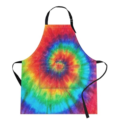 Britimes Apron Home Kitchen Cooking Baking Gardening for Women Men with Pockets Tie dye 32x28 inch - Image 1