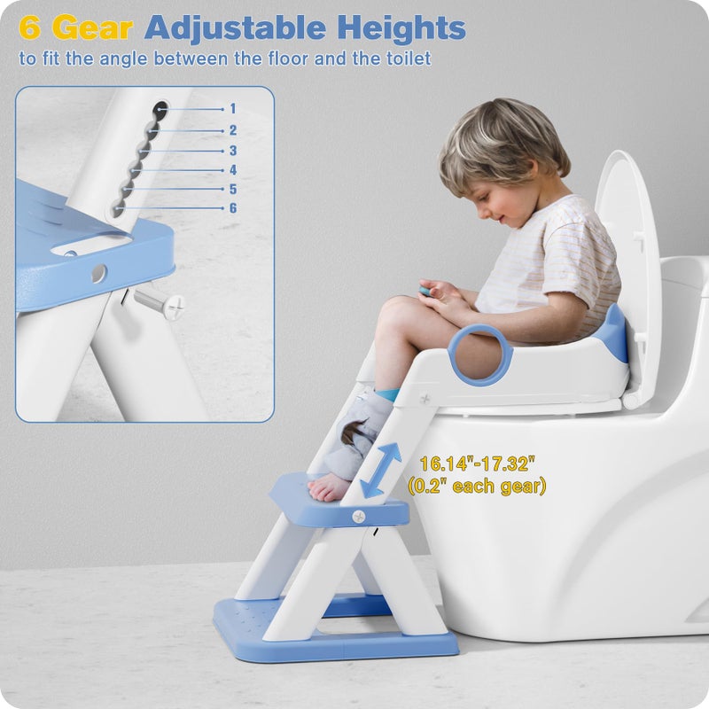 Rabb 1st Potty Training Seat, Upgrade Toddler Toilet Seat for Kids Boys Girls, 2 in 1 Potty Training Toilet, Splash Guard Anti-Slip Pad Step Stool(Blue) - Image 4