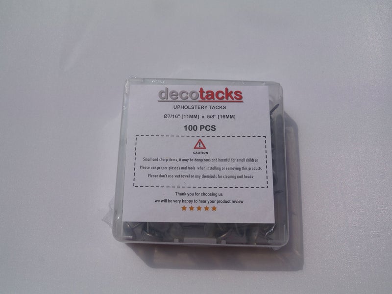 Decotacks Â® 100 Pcs/Box Upholstery Nails,Tacks 7/16in Head Dia [Antique Pewter Finish] DX0511APW