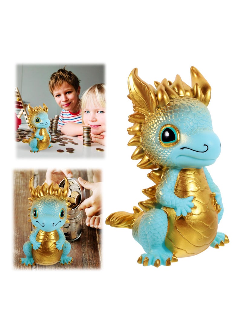 SYOSI Dragon Shaped Bank Unbreakable Coin Chinese New Year Zodiac Saving Jar Ancient Animal Collectible for Good Luck Prosperity Golden - Image 1