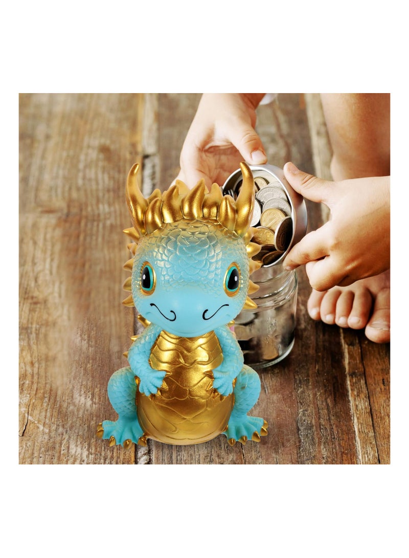 SYOSI Dragon Shaped Bank Unbreakable Coin Chinese New Year Zodiac Saving Jar Ancient Animal Collectible for Good Luck Prosperity Golden - Image 4