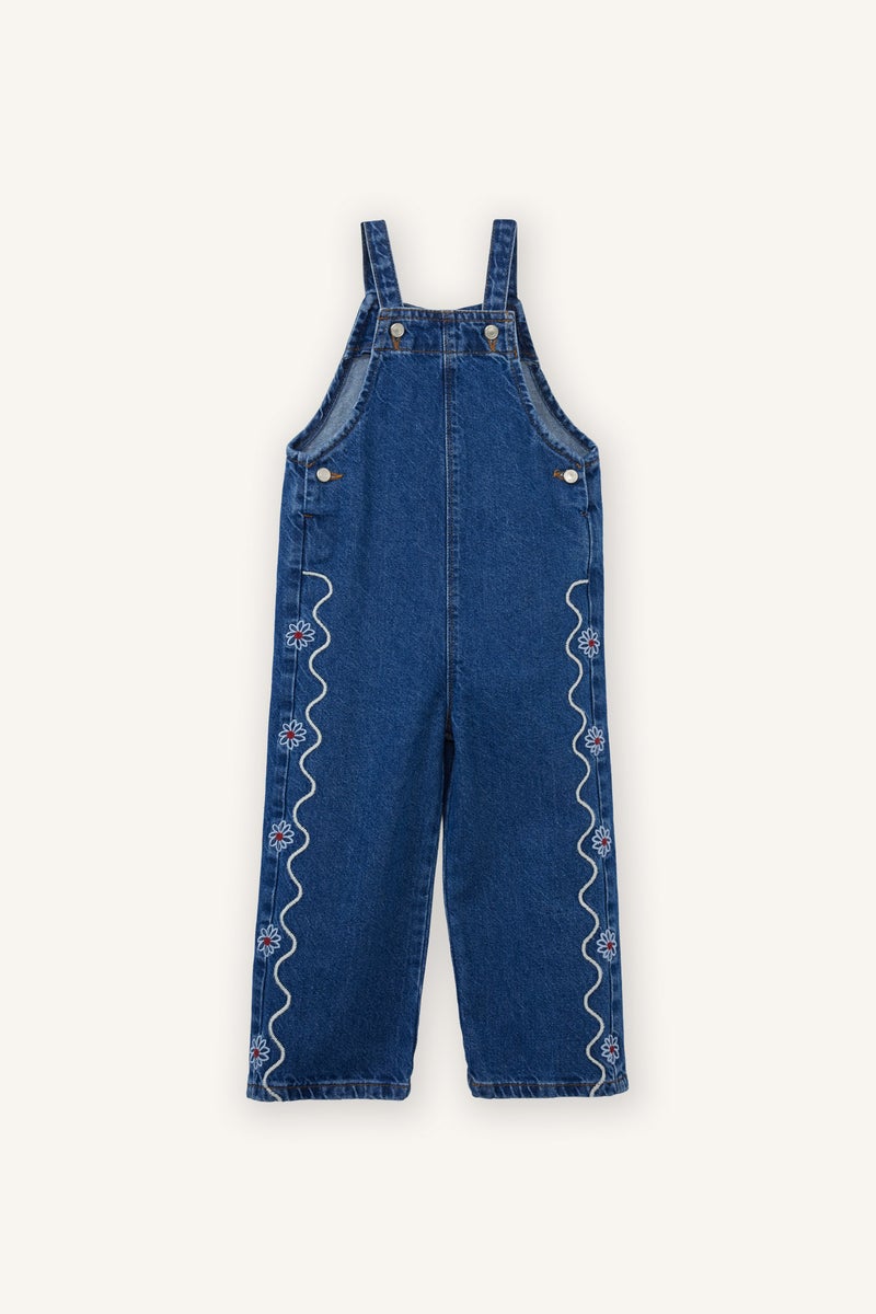 DeFacto Blue BabyGirl Baby Girl Embroidered Denim Jumpsuit Casual - Image 1
