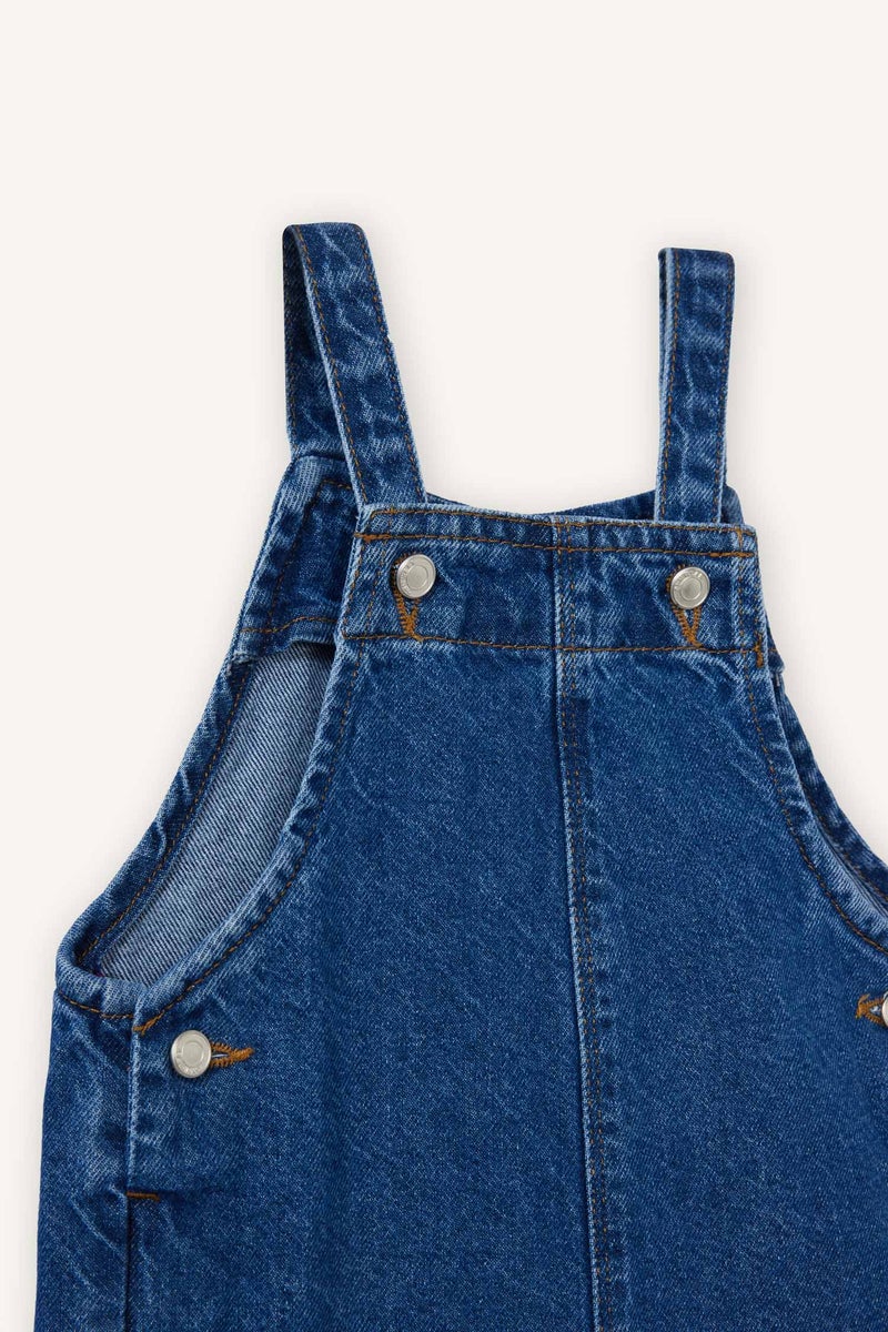DeFacto Blue BabyGirl Baby Girl Embroidered Denim Jumpsuit Casual - Image 2