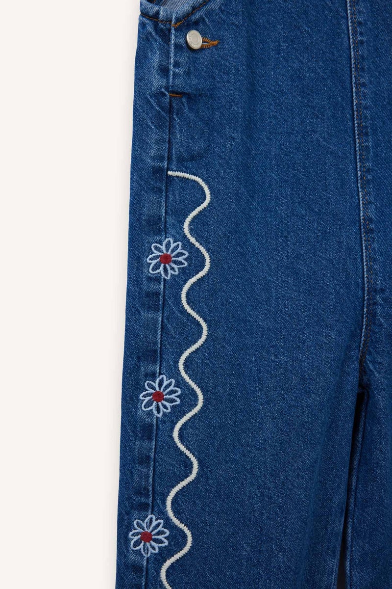 DeFacto Blue BabyGirl Baby Girl Embroidered Denim Jumpsuit Casual - Image 3