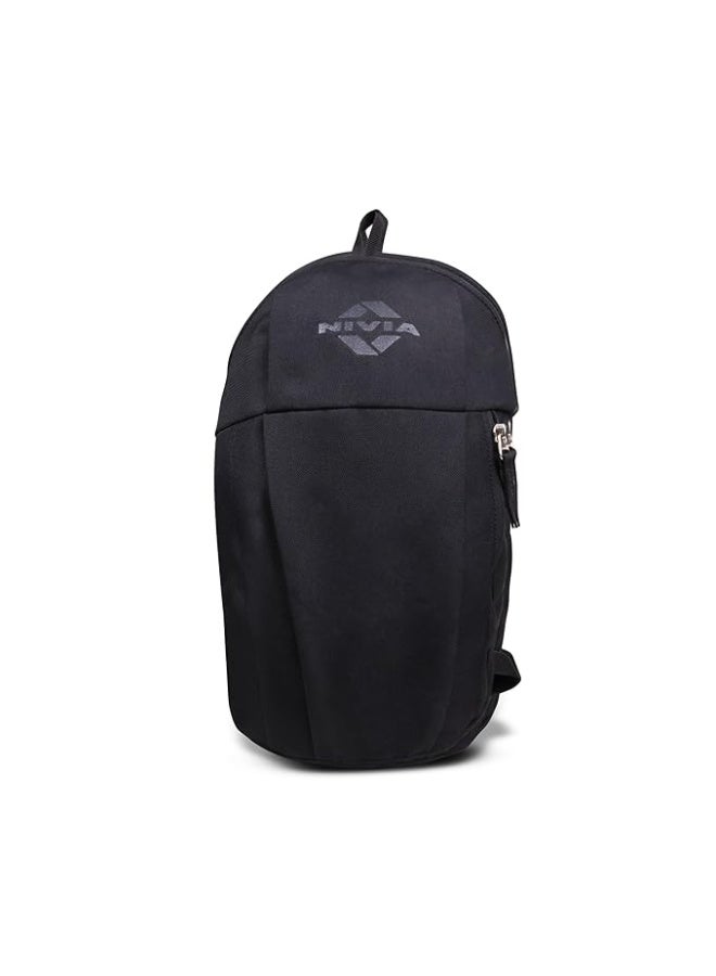 Nivia Pulse Junior 2.0 Backpack For Men & Women, Water-Resistant Sports Backpack, Lightweight, Durable 600D Polyester, Double-Zip Main Compartment & Secure Front Pocket, Capacity-10 Litres (Black) - Image 1