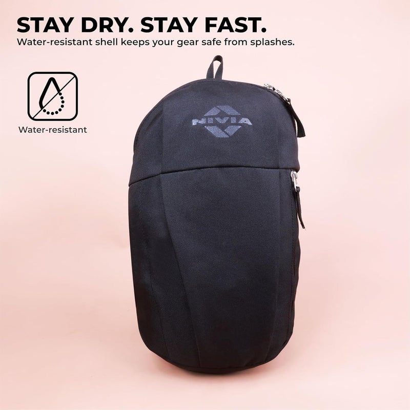Nivia Pulse Junior 2.0 Backpack For Men & Women, Water-Resistant Sports Backpack, Lightweight, Durable 600D Polyester, Double-Zip Main Compartment & Secure Front Pocket, Capacity-10 Litres (Black) - Image 3