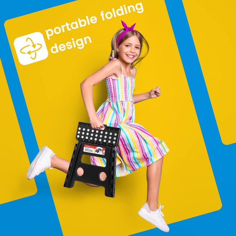 ACSTEP Folding Step Stool - 13 inch Height Premium Heavy Duty Foldable Stool for Adults, Kitchen Garden Bathroom Stepping Stool (1 Pack) Black - Image 3