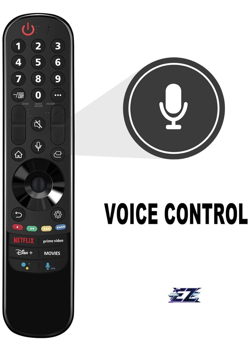 Replacement Voice Remote with Netflix Prime-Video Disney+ Movies Apps fit for LG A1 Series C1 Series G1 Series 90 Series 99 Series 4K Smart TV with Point, Click and Scroll Function with Battery