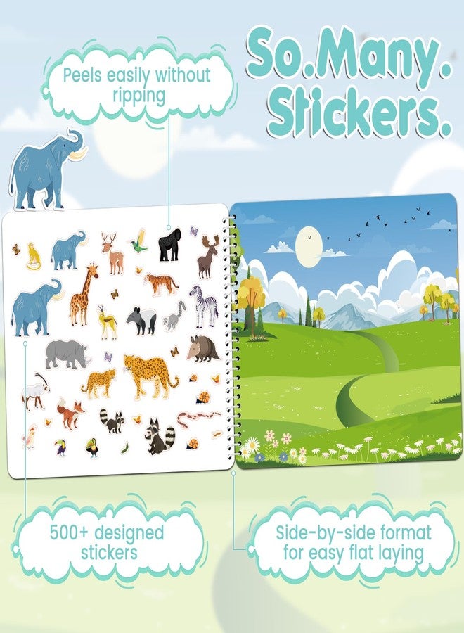 Shoparr Sticker Book with 550+ Kids Stickers, Animal Stickers/Coloring Book for Toddlers, Side-by-Side Design, 12 Unique Scenes for Children Ages 2-8 - Perfect Birthday, Easter, Christmas & All-Occasion Gifts - Image 3