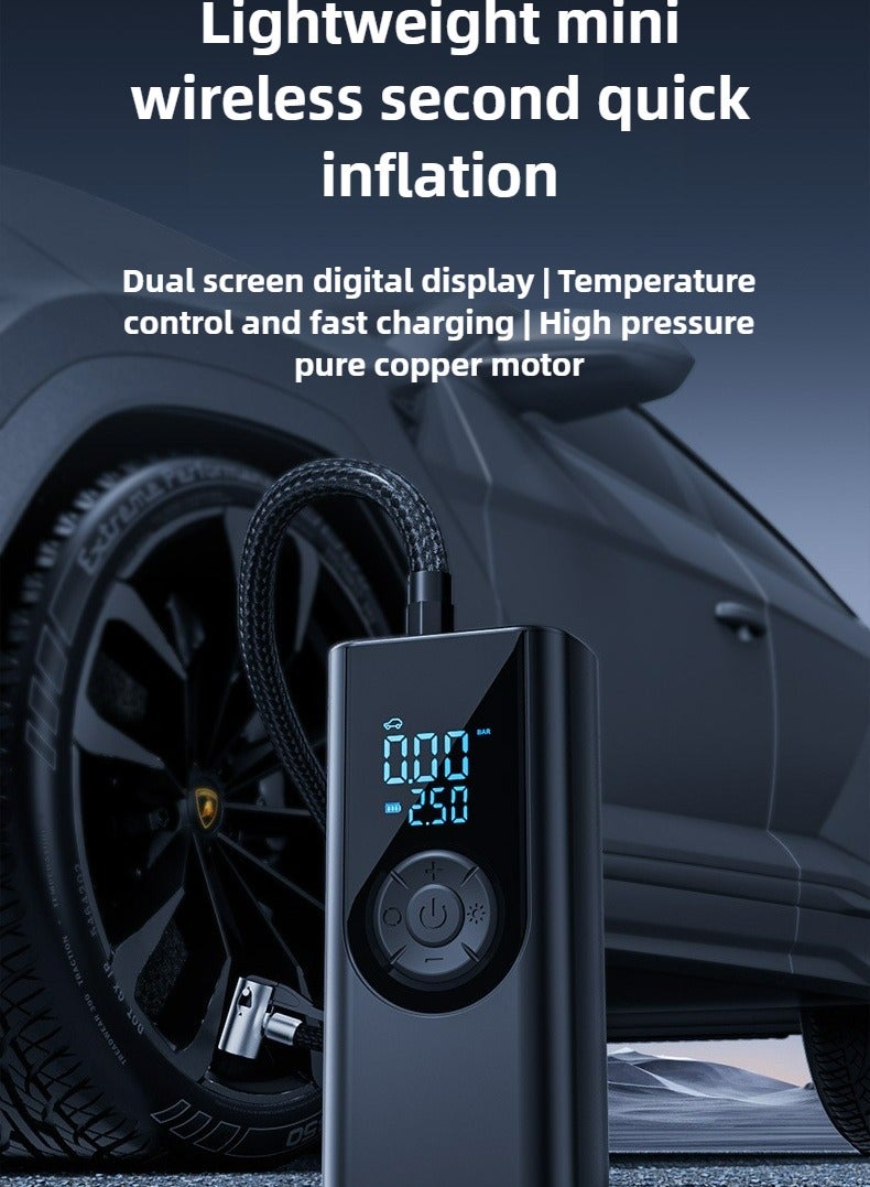 Digital Car Tyre Inflator Air Compressor with Auto Stop and LED Light 12V Fast Portable Air Pump for Car Bicycle Motorcycle Ball Air Mattress - Image 2