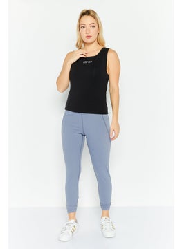 ESPRIT Women Round Neck Sleeveless Brand Logo Tank Top, Black  - Image 2