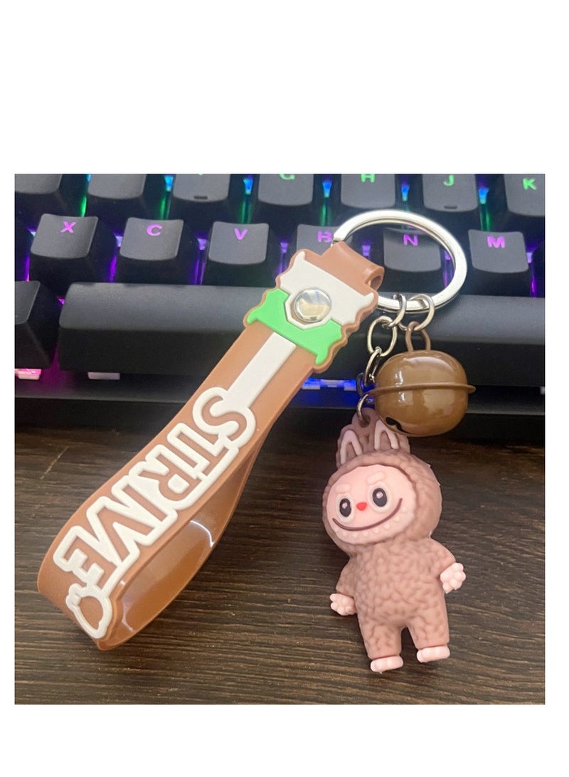 Labubu 3 Pcs Keychain Cartoon 3D Plastic Lovely Keychain (Assorted Color) - Image 2