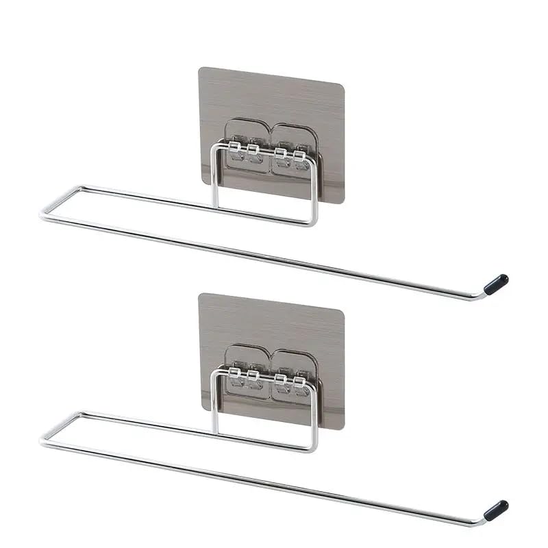 Sendria 2 Pcs Stainless Steel Self Adhesive Napkin Ring Wall Mount Towel Hanging Holder with Magic Adhesive Pad Kitchen Paper Roll Holder Tissue Paper Stand Towel Bar Hanger foe Washbasin use 2 Pack  - Image 1