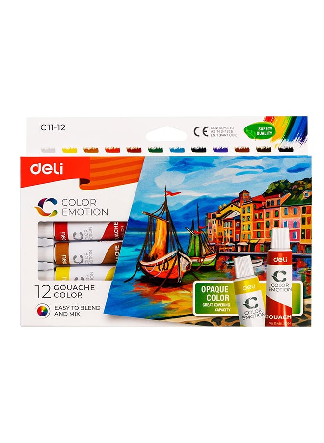 DELI GOUACHE 12 COLORS 12ML/TUBE ASST. C1112