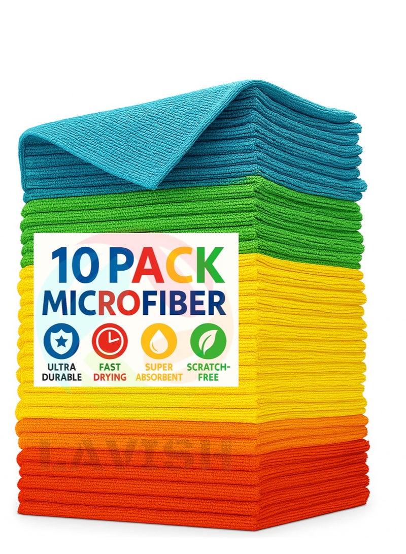 Lavish Microfiber Cleaning Cloths 35x35cm | 10-PACK | Super Absorbent & Reusable | Lint-Free & Streak-Free | Multi-Purpose for Kitchen, Car, Dishes, Dusting, Polishing & More - Image 1
