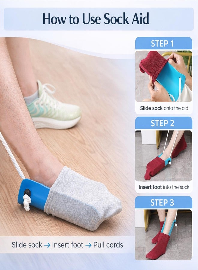 CAidRE Sock Aid Kit for Seniors - Sock Puller, Leg Lifter Strap & Car Door Handle, Easy On Off Sock Helper, No Bending Dressing Aid for Elderly, Pregnant & Limited Mobility - Image 5