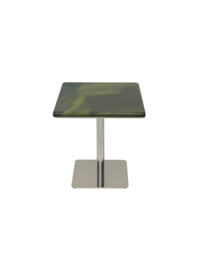 YI ONE Corner Table – Square Green Marble Top with Stainless Steel Legs, 400×400×380 mm Luxury Side Table for Sofa & Bed - Image 5