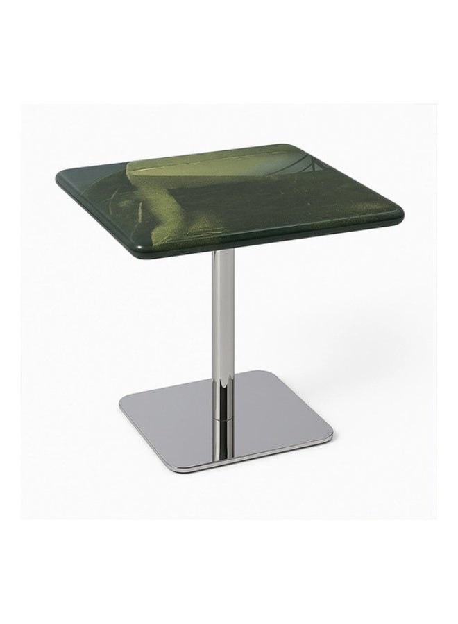 YI ONE Corner Table – Square Green Marble Top with Stainless Steel Legs, 400×400×380 mm Luxury Side Table for Sofa & Bed - Image 4