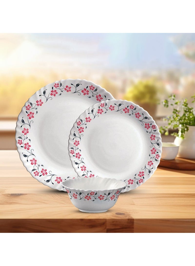 لاوبالا طقم عشاء LaOpala Classic 44 قطعة من المواد الزجاجية، طقم عشاء أحمر Grace آمن للاستخدام في الميكروويف وآمن في غسالة الأطباق، أوعية خفيفة الوزن وأكواب وأطباق قابلة لإعادة الاستخدام - Image 5