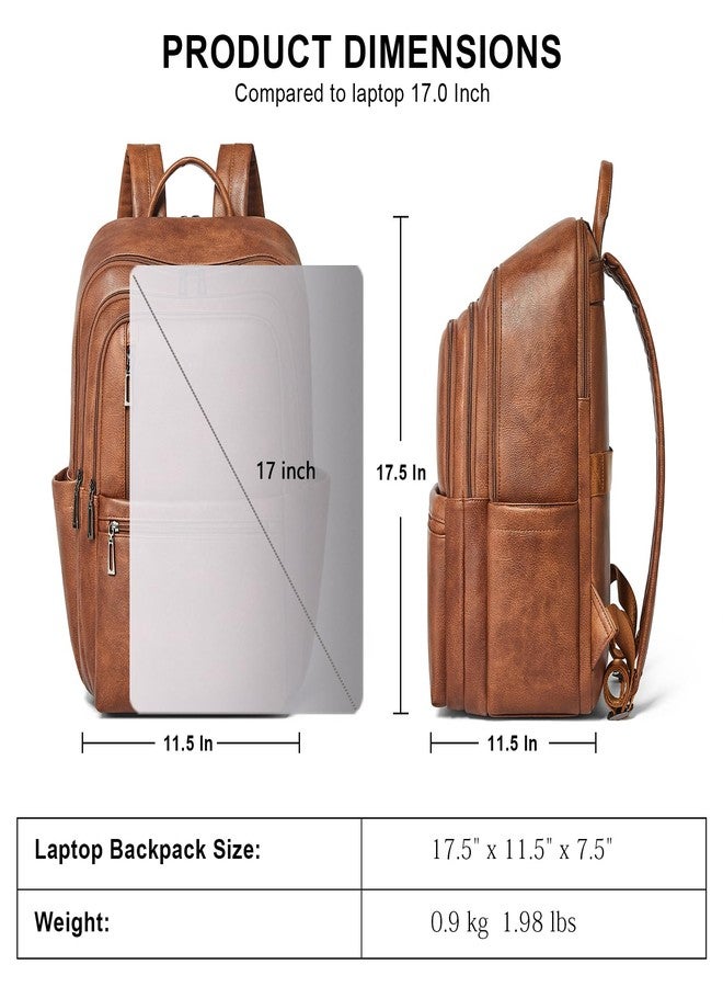 Shrrie 17 inch Leather Laptop Backpack for Women, Large Travel Backpack with 6 Compartments, Vegan Leather Computer backpack purse for WORK Casual Daypack College - Image 3