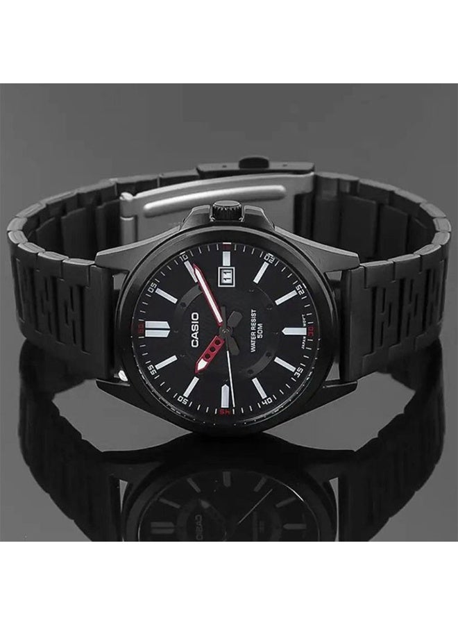 Casio Enticer Men’s Analog Watch MTP-E700B-1EVDF, Black Stainless Steel Band, Black Dial, 50M Water Resistant - Image 3