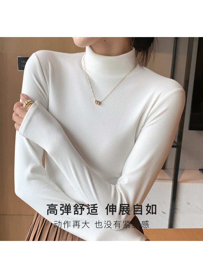 Moonbadi قميص أساسي عالي الرقبة للخريف للنساء، بلوزة طويلة الأكمام قابلة للارتداء، موضة متعددة الاستخدامات ونحيفة - Image 5