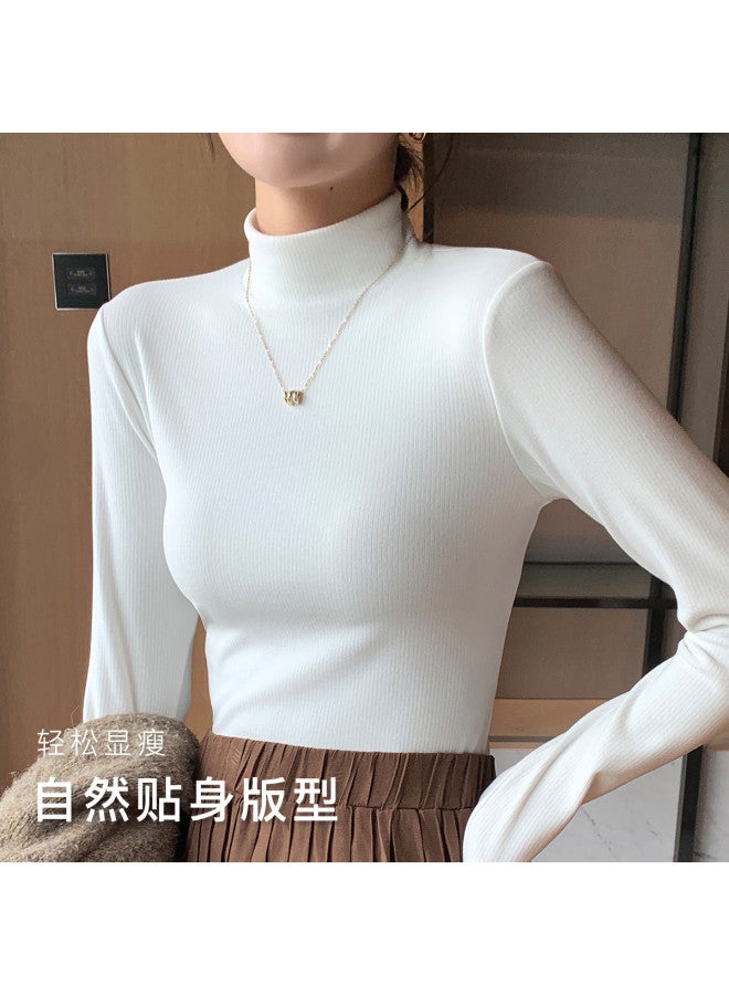 Moonbadi قميص أساسي عالي الرقبة للخريف للنساء، بلوزة طويلة الأكمام قابلة للارتداء، موضة متعددة الاستخدامات ونحيفة - Image 4