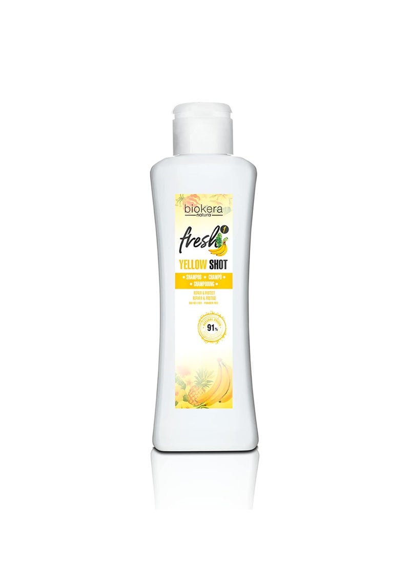 Salerm - SALERM - Repair Shampoo Yellow Shot - Biokera Fresh - 300 ml - Repairs and Protects - For Shiny, Frizz-Free Hair - Sulfate-Free and Paraben-Free Shampoo - Image 1