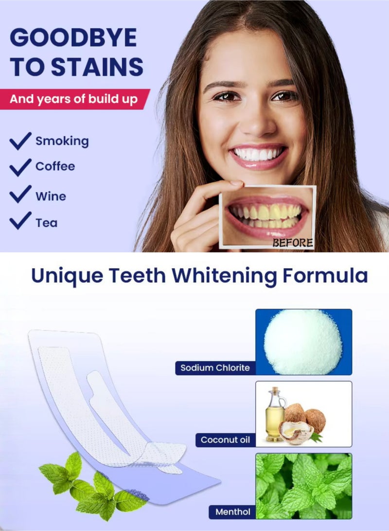 IVISMILE 7D Peroxide-Free Teeth Whitening Strips 28 Pcs (14 Treatments), Professional Whitening Kit for Sensitive Teeth, Charcoal Infused PAP Formula, Removes Up to 10 Years of Stains, Non-Irritating Mint Strips, CPSR Tested - Image 4