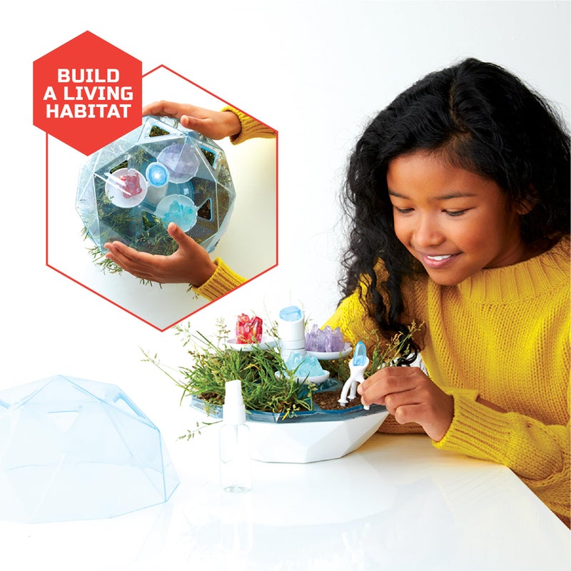 Discoveryâ„¢ DIY Light-Up LED Terrarium - Plants & Crystals Geodome Grow Kit, 3 Colorful Crystal Formations, Rye Grass, Education STEM Activity Set, Indoor Science Experiment, Chemistry Gift - Image 5