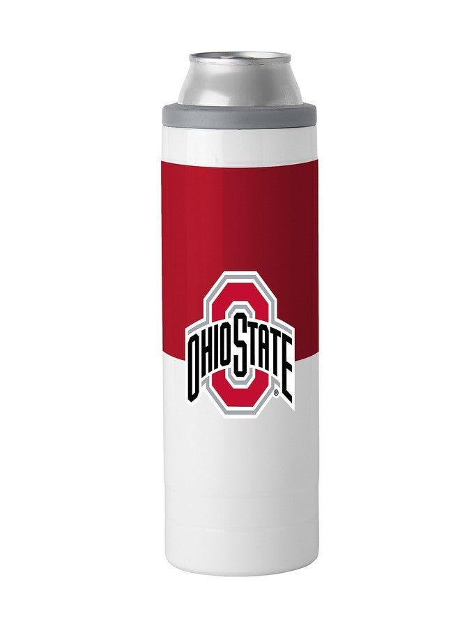 Logo Brands NCAA Ohio State Buckeyes 12oz Colorblock SlimCan Coolie - Stainless Steel, Double-Wall Insulated, Removable Rim for Cocktail Tumbler Use - Image 1