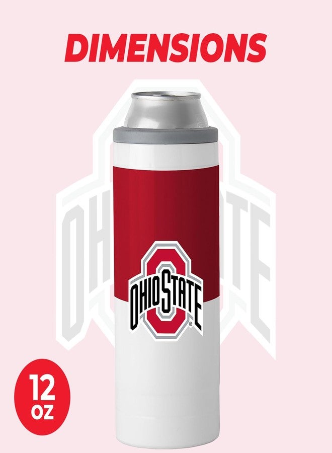 Logo Brands NCAA Ohio State Buckeyes 12oz Colorblock SlimCan Coolie - Stainless Steel, Double-Wall Insulated, Removable Rim for Cocktail Tumbler Use - Image 4