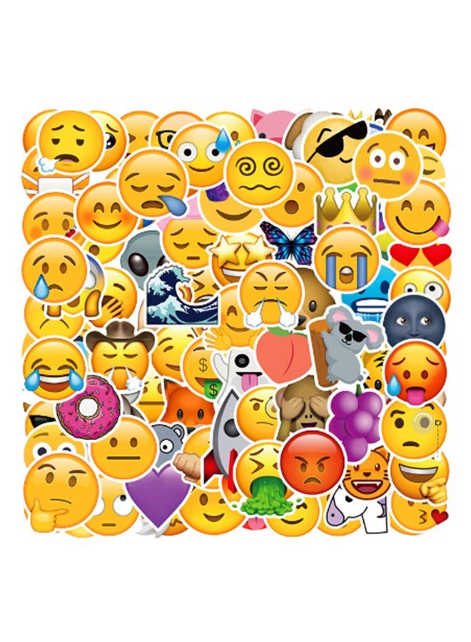 100-Piece Waterproof Emoji Sticker Set - Image 1