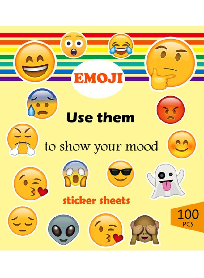 100-Piece Waterproof Emoji Sticker Set - Image 3