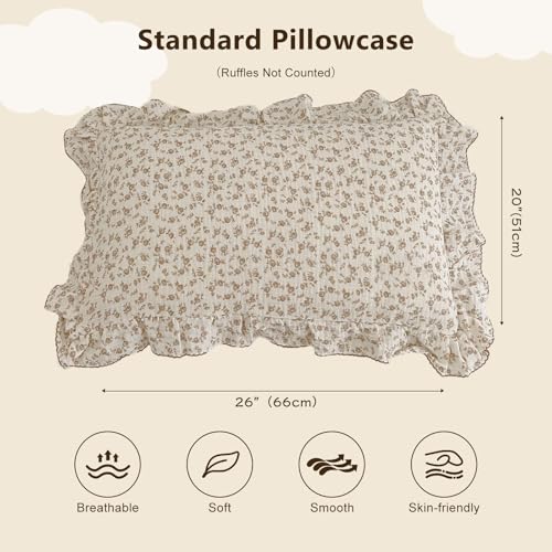 BuLuTu Cotton Muslin Kids Toddler Pillowcase Standard Cute Camellia Flowers Super Soft Travel Pillow Nursery Pillowcase for BoysGirlsBedding Decor Machine Washable Durable Pillowcase1 Piece - Image 3