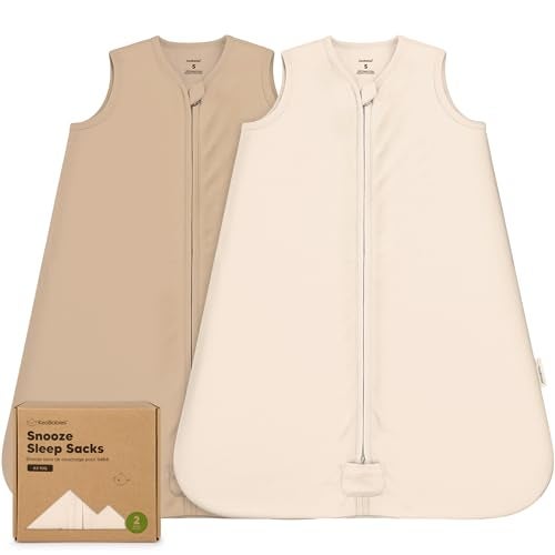 KeaBabies 2-Pack Baby Sleep Sacks, Zipper Wearable Blanket - 0.5TOG Organic Cotton, Lightweight,Soft Cozy Infant Sleeping Sack 3-6 months,Easy to Wear Small Newborn Transition Swaddles Sleepsacks(Ecru, S) - Image 1
