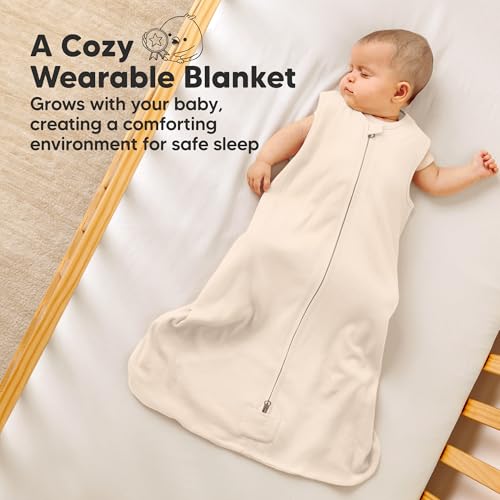 KeaBabies 2-Pack Baby Sleep Sacks, Zipper Wearable Blanket - 0.5TOG Organic Cotton, Lightweight,Soft Cozy Infant Sleeping Sack 3-6 months,Easy to Wear Small Newborn Transition Swaddles Sleepsacks(Ecru, S) - Image 5
