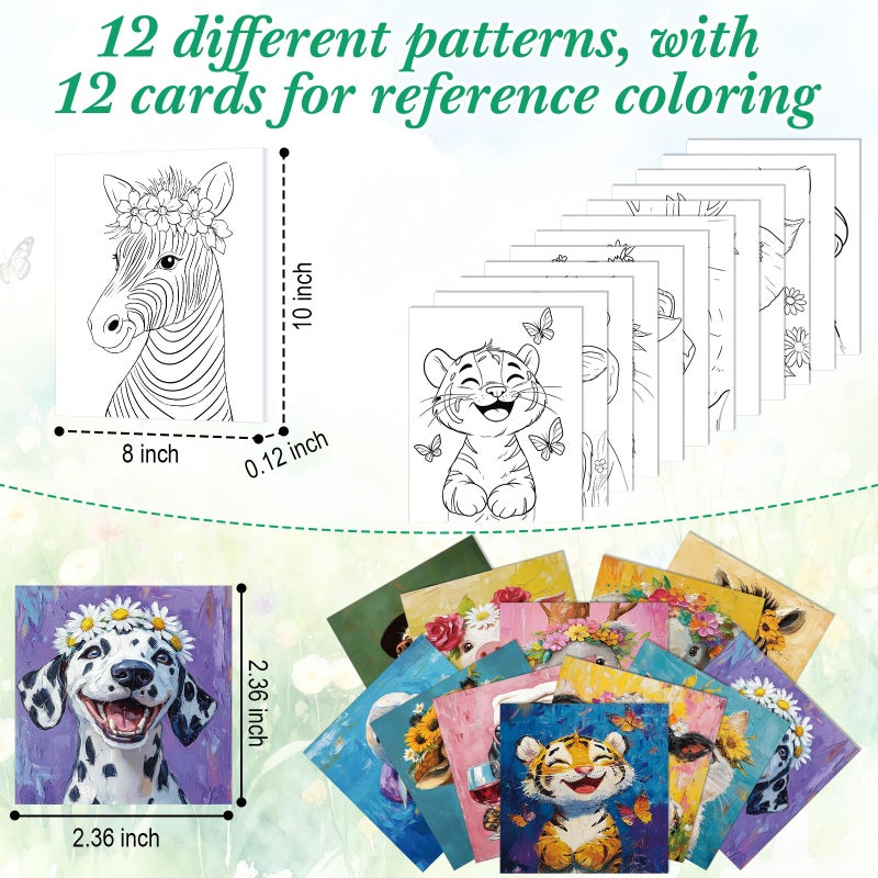 Sherr 12 Pcs Pre Drawn Canvas Pre Printed Canvas Set for Adults Cute Printed to Paint Set Theme Painting for Valentine's Day Party Favor(Flower Animals,8 x 10 Inch) - Image 3