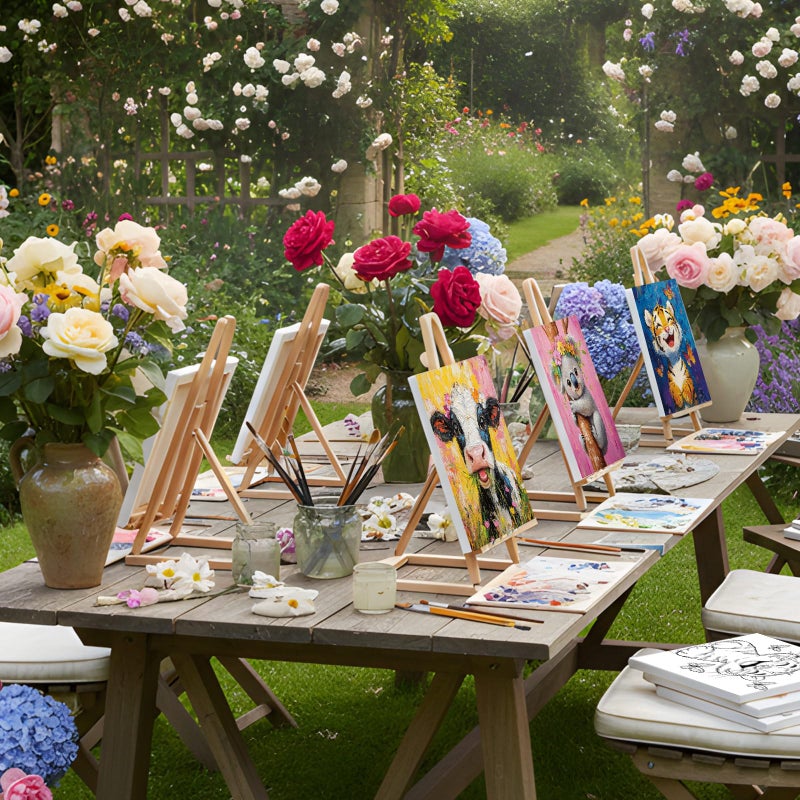 Sherr 12 Pcs Pre Drawn Canvas Pre Printed Canvas Set for Adults Cute Printed to Paint Set Theme Painting for Valentine's Day Party Favor(Flower Animals,8 x 10 Inch) - Image 5