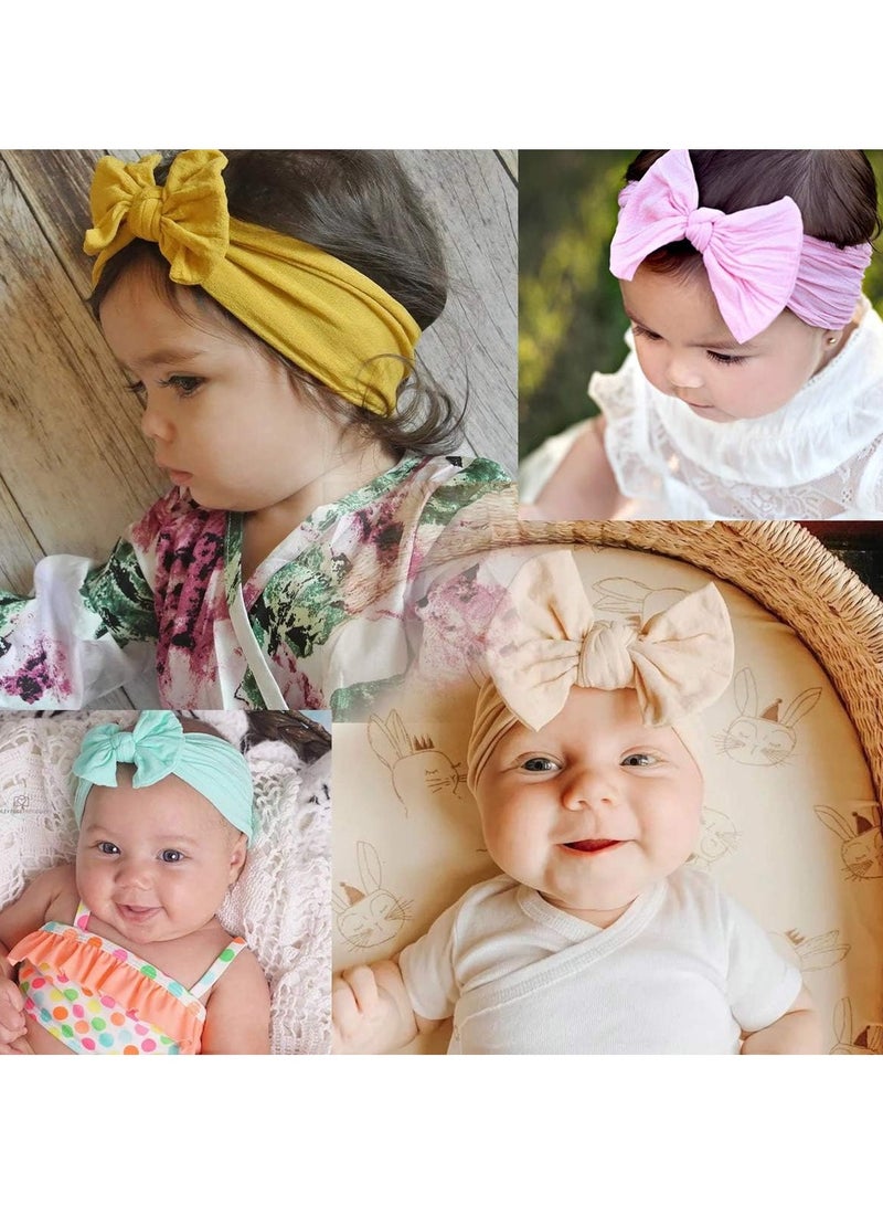 VIUAUAX 16 Colors Soft Wide Turban Baby Headbands with Hair Bow Headwraps for Baby Girls Infants Newborn Hair Accessories Toddlers Kids and ChildrenBaby headband jacquard elastic wide edge bow children's headbandBaby Turban Headband Set，Soft Wide Turban Baby Headbands ，Bowknot Hairband Soft Headwear Elastic  - Image 5